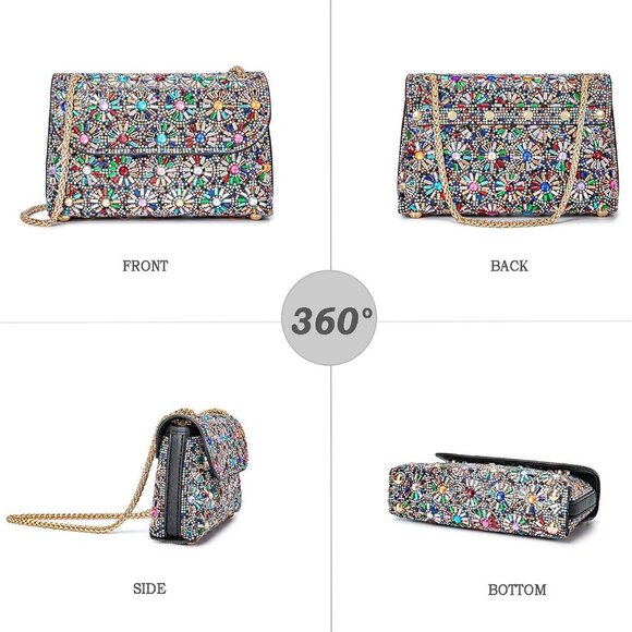 Shoulder Bags Crossbody Bag Purses Handbags Crystals Rhinestone Evening Bag for - Picture 3 of 6